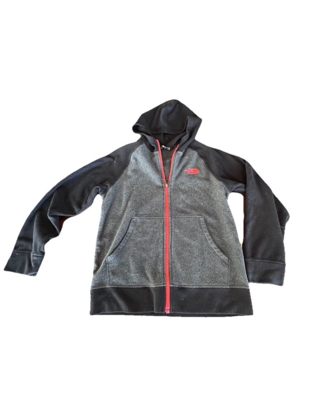 The North Face Boys Red Black Fleece Jacket Size M (8/10)Full Zip Pockets